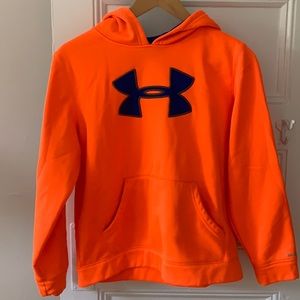 Under Armour L/S hoodie sweatshirt size Large orange and blue